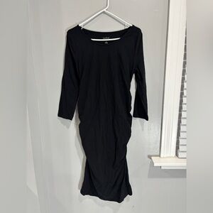 Maternity Bodycon black knee length 3/4 length sleeve black dress basic casual